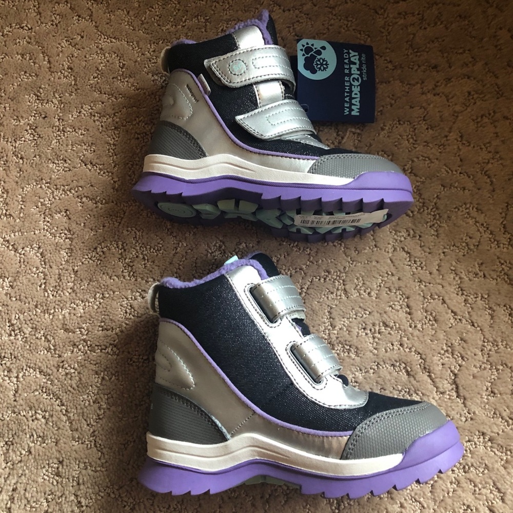 Stride Rite Kids Everest Snow boot shoe purple silver 11 - Picture 5 of 7